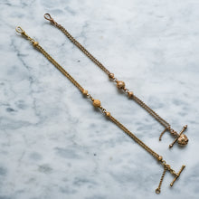 Load image into Gallery viewer, Victorian 15K Yellow Gold Albertina Watch Chain with Textured Ball and T-Bar
