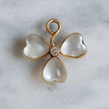 Load image into Gallery viewer, 14K Yellow Gold Moonstone and Diamond Shamrock Pendant
