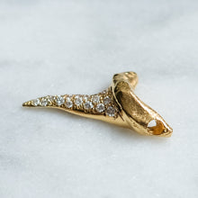 Load image into Gallery viewer, Vintage 18K Yellow Gold Diamond Pave Shark Tooth Pendant
