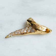 Load image into Gallery viewer, Vintage 18K Yellow Gold Diamond Pave Shark Tooth Pendant
