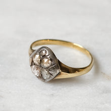 Load image into Gallery viewer, Georgian 18K Yellow Gold Rose Cut Diamond Floral Cluster Ring
