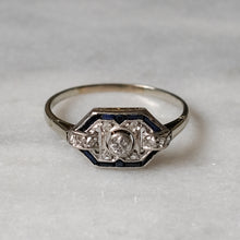 Load image into Gallery viewer, Art Deco 14K White Gold Diamond and Sapphire Ring
