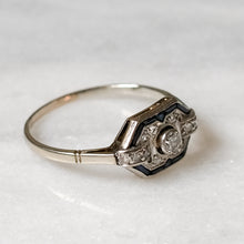 Load image into Gallery viewer, Art Deco 14K White Gold Diamond and Sapphire Ring
