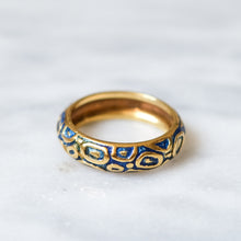 Load image into Gallery viewer, Vintage 18K Yellow Gold Blue Enamel Tiffany &amp; Co. Ring
