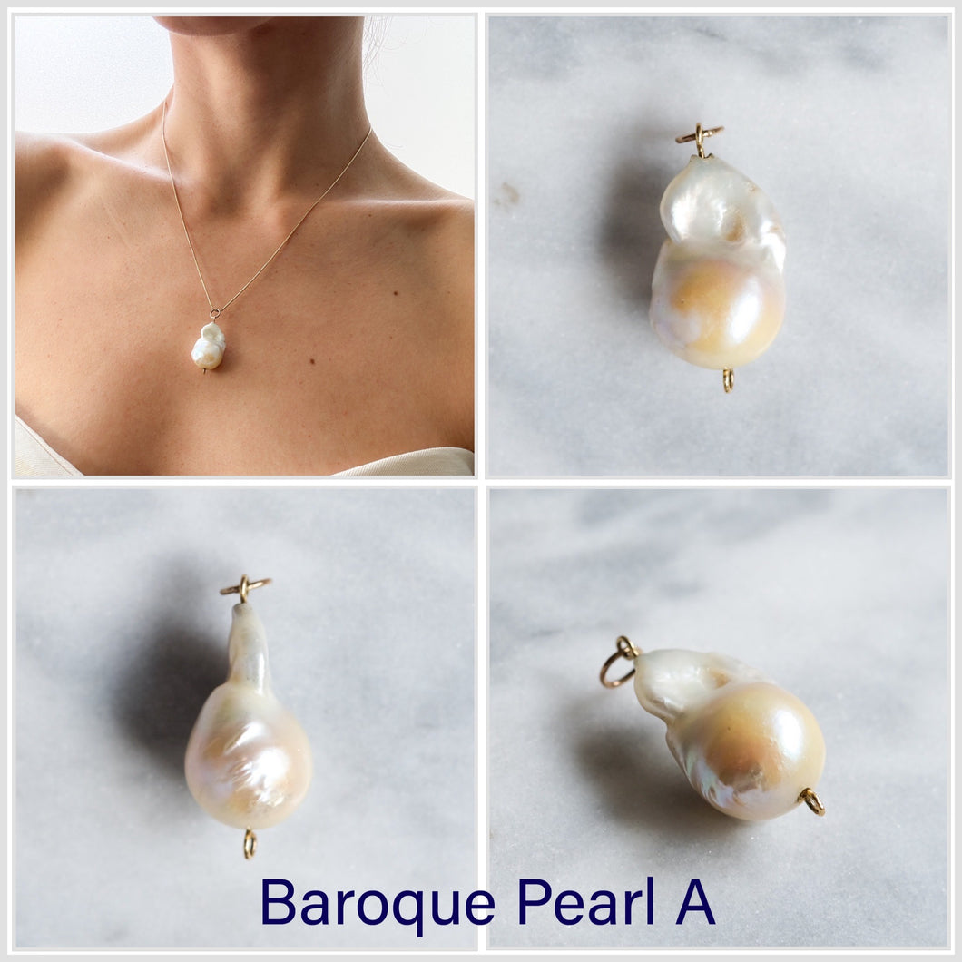 18K Yellow Gold Baroque Pearl Pendants