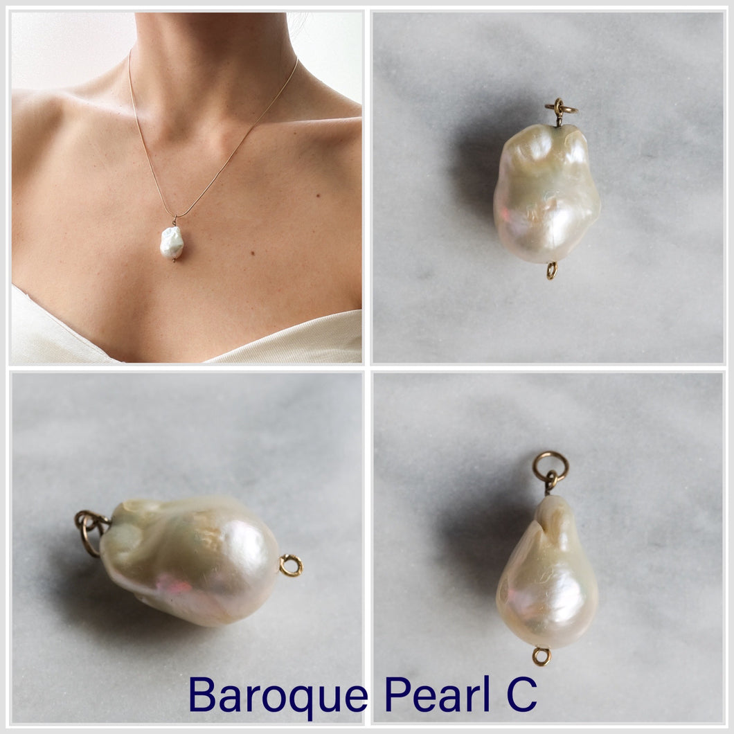 18K Yellow Gold Baroque Pearl Pendants