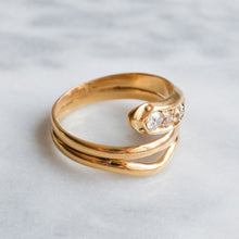 Load image into Gallery viewer, Antique Diamond Coiled Snake Ring
