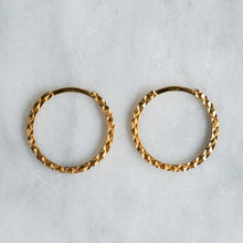 Load image into Gallery viewer, 9K Yellow Gold Round Diamond Cut Hoop Earrings
