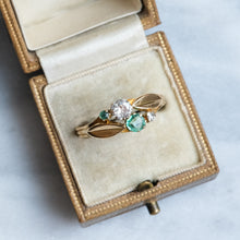 Load image into Gallery viewer, Vintage 1930s Art Deco Diamond and Emerald Toi et Moi Ring

