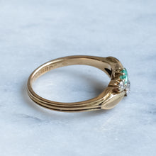 Load image into Gallery viewer, Vintage 1930s Art Deco Diamond and Emerald Toi et Moi Ring

