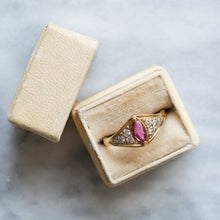 Load image into Gallery viewer, Vintage 18K Yellow Gold Marquise Pink Sapphire and Diamond Ring
