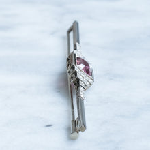 Load image into Gallery viewer, Antique Art Deco era Tourmaline with Rose-Cut Diamonds Bar Brooch
