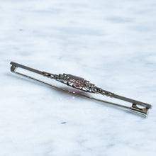 Load image into Gallery viewer, Antique Art Deco era Tourmaline with Rose-Cut Diamonds Bar Brooch

