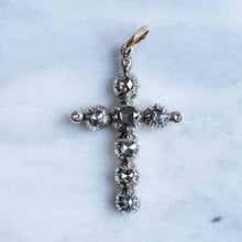 Load image into Gallery viewer, Mid 19th Century Large Victorian era Dutch Rose-Cut Diamond Cross Pendant
