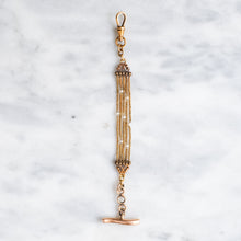 Load image into Gallery viewer, Edwardian 10K-22K Gold Decorative Seed Pearl Watch Chain Extender with Dog Clip and T-Bar
