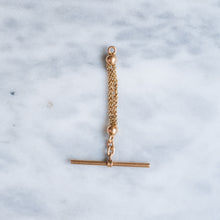 Load image into Gallery viewer, 14K Rose Gold T-Bar with attached double spiga-link short chain
