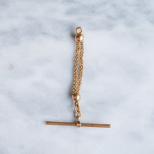 Load image into Gallery viewer, 14K Rose Gold T-Bar with attached double spiga-link short chain
