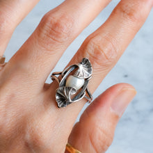 Load image into Gallery viewer, Art Nouveau Ginkgo Leaf Pearl Ring by Paul Dumont
