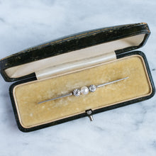 Load image into Gallery viewer, Antique Art Deco Pearl and Old Cut Diamond Bar Brooch
