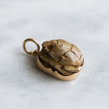 Load image into Gallery viewer, Art Deco era 14K Yellow Gold Carved Scarab Pendant
