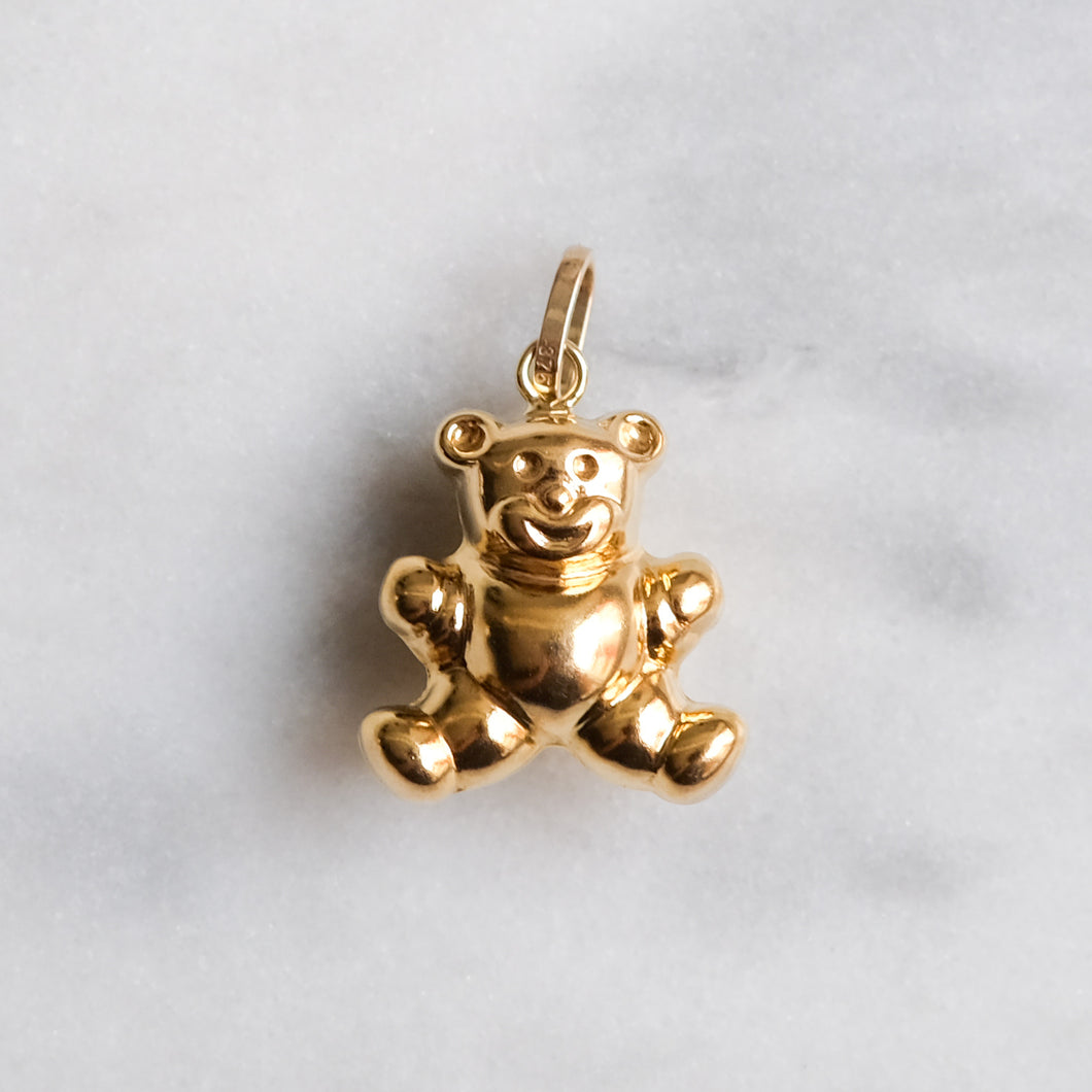 Vintage Puffy Dual Sided Teddy Bear Pendant / Charm