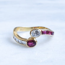 Load image into Gallery viewer, Vintage Ruby and Diamond Toi et Moi Ring
