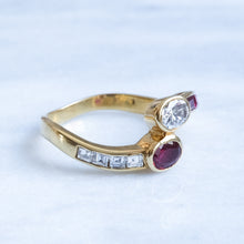 Load image into Gallery viewer, Vintage Ruby and Diamond Toi et Moi Ring
