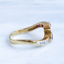 Load image into Gallery viewer, Vintage Ruby and Diamond Toi et Moi Ring
