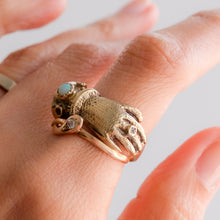 Load image into Gallery viewer, Vintage Opal, Ruby and Diamond Gloved Hand Ring

