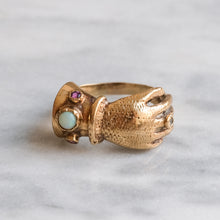 Load image into Gallery viewer, Vintage Opal, Ruby and Diamond Gloved Hand Ring
