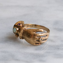 Load image into Gallery viewer, Vintage Opal, Ruby and Diamond Gloved Hand Ring
