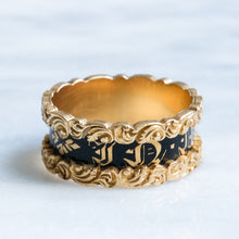 Load image into Gallery viewer, Antique Victorian Enamel "In Memory of" Memorial Ring
