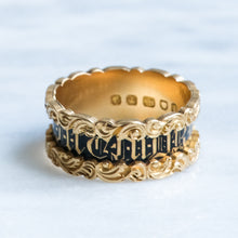 Load image into Gallery viewer, Antique Victorian Enamel "In Memory of" Memorial Ring
