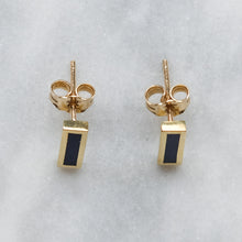 Load image into Gallery viewer, 18K Yellow Gold Lapis Lazuli Inlay Bar Stud Earrings by Jennifer Meyer
