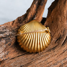 Load image into Gallery viewer, Antique Scallop Shell with Pearl Brooch
