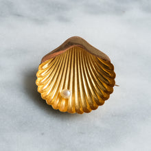Load image into Gallery viewer, Antique Scallop Shell with Pearl Brooch
