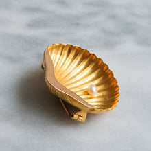 Load image into Gallery viewer, Antique Scallop Shell with Pearl Brooch
