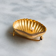Load image into Gallery viewer, Antique Scallop Shell with Pearl Brooch
