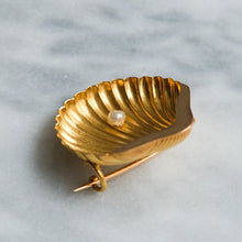 Load image into Gallery viewer, Antique Scallop Shell with Pearl Brooch
