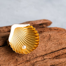 Load image into Gallery viewer, Antique Scallop Shell with Pearl Brooch
