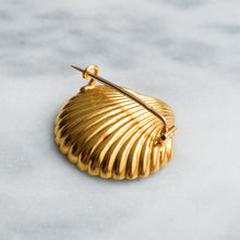 Load image into Gallery viewer, Antique Scallop Shell with Pearl Brooch
