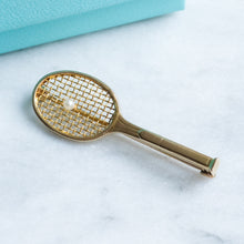 Load image into Gallery viewer, Vintage Pearl Tennis Racket Brooch by Tiffany &amp; Co.
