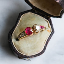 Load image into Gallery viewer, Antique Victorian Burmese Ruby and Diamond Toi et Moi Ring
