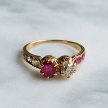 Load image into Gallery viewer, Antique Victorian Burmese Ruby and Diamond Toi et Moi Ring
