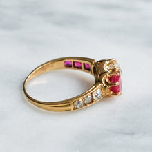 Load image into Gallery viewer, Antique Victorian Burmese Ruby and Diamond Toi et Moi Ring
