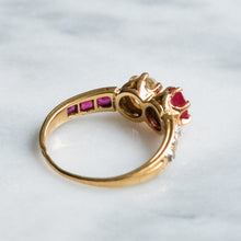 Load image into Gallery viewer, Antique Victorian Burmese Ruby and Diamond Toi et Moi Ring
