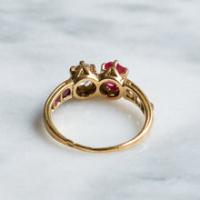 Load image into Gallery viewer, Antique Victorian Burmese Ruby and Diamond Toi et Moi Ring
