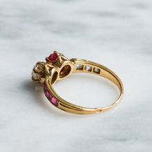 Load image into Gallery viewer, Antique Victorian Burmese Ruby and Diamond Toi et Moi Ring
