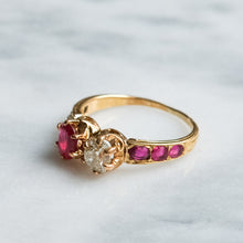 Load image into Gallery viewer, Antique Victorian Burmese Ruby and Diamond Toi et Moi Ring
