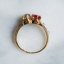 Load image into Gallery viewer, Antique Victorian Burmese Ruby and Diamond Toi et Moi Ring

